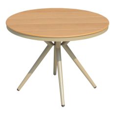 Τραπέζι Hilly pakoworld plywood και αλουμίνιο σε σαμπανιζέ απόχρωση Φ100x75εκ |  Τραπέζια κήπου στο espiti