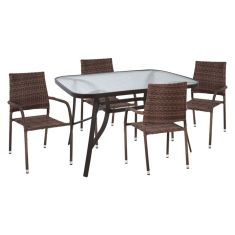 ΣΕΤ ΤΡΑΠΕΖΑΡΙΑΣ ΕΞΩΤΕΡΙΚΟΥ ΧΩΡΟΥ 5ΤΜΧ MORNER HM21028 ΚΑΦΕ ΜΕΤΑΛΛΟ & WICKER |  Σετ τραπεζαρία κήπου στο espiti