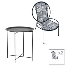 Σαλόνι Dapper-Caius pakoworld σετ 3τεμ μαύρο μέταλλο-μαύρο pe Φ46x52εκ |  Σετ τραπεζαρία κήπου στο espiti