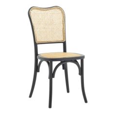 Καρέκλα στοιβαζόμενη Zozele pakoworld φυσικό rattan pe-μαύρο toon wood 45x51x88εκ |  Καρέκλες στο espiti
