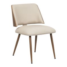 Καρέκλα Ubane pakoworld μπεζ pu-πόδι καρυδί μέταλλο 53x62.5x85εκ |  Καρέκλες στο espiti