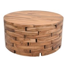 Τραπέζι σαλονιού Wozy Inart φυσικό ξύλο teak Φ90x45εκ |  Τραπεζάκια σαλονιού στο espiti