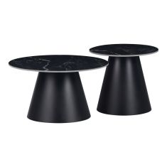 Βοηθητικά τραπέζια Fabrin Inart μαύρο μαρμάρου sintered stone-μαύρο μέταλλο |  Τραπεζάκια βοηθητικά στο espiti