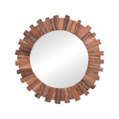 Καθρέπτης Rounder pakoworld teak ξύλο σε φυσική απόχρωση Φ80x4εκ |  Καθρέπτες στο espiti