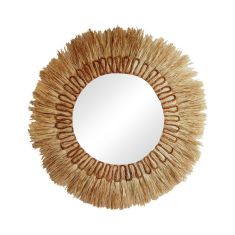 Καθρέπτης Oviele Inart sisal σε φυσικό χρώμα Φ95x4εκ |  Καθρέπτες στο espiti