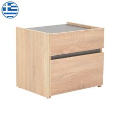 Κομοδίνο Comcie pakoworld σε φυσικό με γκρι απόχρωση 50x42x45.5εκ |  Κομοδίνα στο espiti