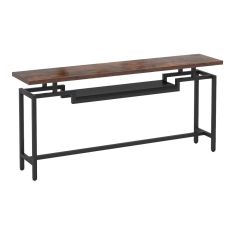 Κονσόλα Onole pakoworld σε καρυδί - μαύρο μέταλλο 180x35x82εκ |  Συρταριέρες -Κονσόλες στο espiti