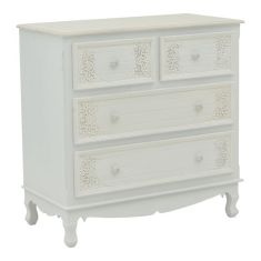 Συρταριέρα Pazlen Inart mdf σε λευκή αντικέ απόχρωση 80x40x80εκ |  Συρταριέρες -Κονσόλες στο espiti