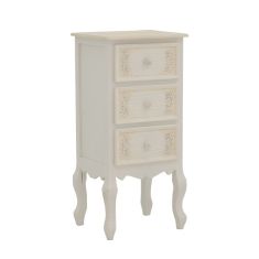 Κομοδίνο Pazlen Inart mdf σε λευκή αντικέ απόχρωση 40x34.5x82εκ |  Κομοδίνα στο espiti