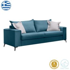 Καναπές Verona pakoworld 3θέσιος μπλε ύφασμα με μαξιλάρια σε απόχρωση ανοιχτό γκρι 225x93x100εκ |  Κατόπιν Παραγγελίας στο espiti