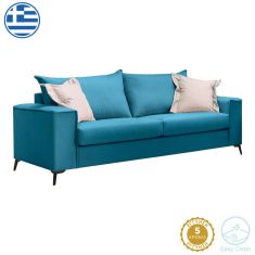 Καναπές Verona pakoworld 3θέσιος πετρόλ ύφασμα με μαξιλάρια σε μπεζ απόχρωση 225x93x100εκ |  Κατόπιν Παραγγελίας στο espiti