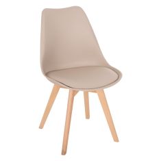 Καρέκλα LORA 47x56.6x82cm Καπουτσίνο με Ξύλινα Πόδια και Μαξιλάρι AlphaB2B |  Καρέκλες στο espiti