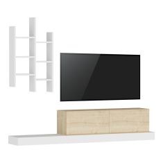 Έπιπλο τηλεόρασης Rumba pakoworld σε λευκή-oak απόχρωση 180x30x31εκ |  Έπιπλα τηλεόρασης στο espiti