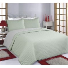 ΚΟΥΒΕΡΛΙ σετ (220cm x 240cm +2x50cm x 70cm) PON-PON mint/grey 5206978074745 SilkFashion |  Κουβερλί Υπέρδιπλα στο espiti