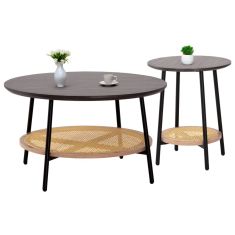 ΣΕΤ 2ΤΜΧ ΤΡΑΠΕΖΙΑ ΣΑΛΟΝΙΟΥ SEWELL HM21087 MDF-ΜΕΤΑΛΛΟ-ΣΥΝΘΕΤΙΚΟ RATTAN Φ80εκ & Φ45εκ |  Τραπέζια στο espiti