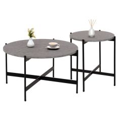 ΣΕΤ 2ΤΜΧ ΤΡΑΠΕΖΙΑ ΣΑΛΟΝΙΟΥ RONDA HM21089.01 MDF ΓΚΡΙ ΜΑΡΜΑΡΟ Φ80εκ & Φ50εκ |  Τραπέζια στο espiti