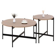 ΣΕΤ 2ΤΜΧ ΤΡΑΠΕΖΙΑ ΣΑΛΟΝΙΟΥ RONDA HM21089.02 MDF ΣΟΝΑΜΑ Φ80εκ & Φ50εκ |  Τραπέζια στο espiti