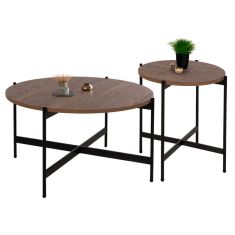 ΣΕΤ 2ΤΜΧ ΤΡΑΠΕΖΙΑ ΣΑΛΟΝΙΟΥ RONDA HM21089.03 MDF ΣΕ ΚΑΡΥΔΙ ΧΡΩΜΑ Φ80εκ & Φ50εκ |  Τραπέζια στο espiti