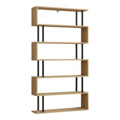 Βιβλιοθήκη Ziza pakoworld σε oak  απόχρωση 90x22x162.6εκ |  Βιβλιοθήκες στο espiti
