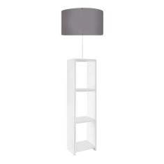 Φωτιστικό δαπέδου Launo Megapap υφασμάτινο Pvc/MDF χρώμα λευκό - γκρι 38x38x150εκ. |  Δαπέδου στο espiti