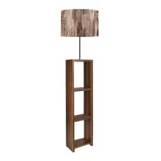 Φωτιστικό δαπέδου Launo Megapap υφασμάτινο Pvc/MDF χρώμα καφέ/καρυδί 38x38x150εκ. |  Δαπέδου στο espiti