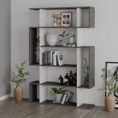 Βιβλιοθήκη μελαμίνης Mito Megapap χρώμα λευκό αντικέ - γκρι ρετρό 108x25x161εκ. |  Βιβλιοθήκες στο espiti
