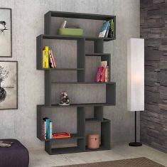 Βιβλιοθήκη μελαμίνης Karmato Megapap χρώμα ανθρακί 96x25,5x168,5εκ. |  Βιβλιοθήκες στο espiti