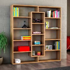 Βιβλιοθήκη μελαμίνης Ample Megapap χρώμα καρυδί 125x22x135,7εκ. |  Βιβλιοθήκες στο espiti