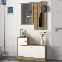 Έπιπλο εισόδου Galina Megapap από μελαμίνη χρώμα sapphire oak - λευκό 91,8x27x70εκ. |  Βιτρίνες - Έπιπλα εισόδου στο espiti