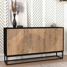 Μπουφές μελαμίνης Themis Megapap χρώμα μαύρο - sapphire oak 150x35x83,6εκ. |  Μπουφέδες στο espiti