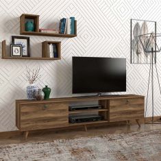 Έπιπλο τηλεόρασης Seddra Megapap από μελαμίνη χρώμα καρυδί 180x31,5x45εκ. |  Έπιπλα τηλεόρασης στο espiti