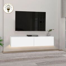 Έπιπλο τηλεόρασης επιτοίχιο Aristo Megapap από μελαμίνη με LED χρώμα λευκό 135x31,6x25εκ. |  Έπιπλα τηλεόρασης στο espiti