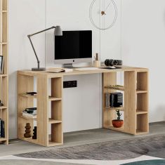 Γραφείο εργασίας Colmar Megapap από μελαμίνη χρώμα sapphire oak 140x60x75εκ |  Γραφεία στο espiti