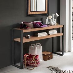 Κονσόλα Atlas Megapap μεταλλική - μελαμίνης χρώμα atlantic pine 140x35x80εκ. |  Συρταριέρες -Κονσόλες στο espiti