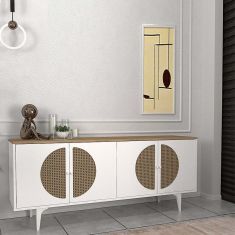 Μπουφές Aureta Megapap χρώμα λευκό - sapphire oak 180x45x75εκ. |  Μπουφέδες στο espiti
