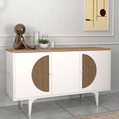 Μπουφές Aureta Megapap χρώμα λευκό - sapphire oak 130x45x75εκ. |  Μπουφέδες στο espiti