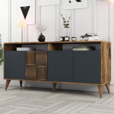 Μπουφές Milan Megapap χρώμα καρυδί - ανθρακί 180x35x78,6εκ. |  Μπουφέδες στο espiti