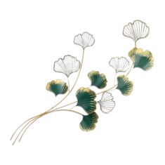 Διακοσμητικό τοίχου Flower Megapap μεταλλικό χρώμα χρυσό - πράσινο 120x100εκ. |  Επιπλα στο espiti