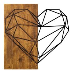 Διακοσμητικό τοίχου Heart Megapap ξύλινο - μεταλλικό χρώμα καρυδί - μαύρο 58x3x58εκ. |  Επιπλα στο espiti