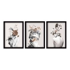 Πίνακας "Flower Girls" Megapap 3 τμχ. σε πλαίσιο 35x45x2εκ. |  Πίνακες στο espiti