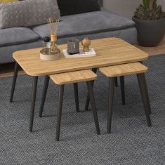 Τραπεζάκι σαλονιού σετ 3 τμχ Oliva Megapap χρώμα oak 90x55x46εκ. |  Τραπεζάκια βοηθητικά στο espiti