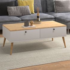 Τραπεζάκι σαλονιού Alis Megapap χρώμα λευκό - oak 110x50x40εκ. |  Τραπεζάκια σαλονιού στο espiti