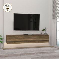 Έπιπλο τηλεόρασης επιτοίχιο Damla Megapap με LED χρώμα καρυδί 180x29,5x29,5εκ. |  Έπιπλα τηλεόρασης στο espiti