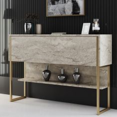 Μπουφές Luxe Megapap χρώμα travertine - χρυσό 120x30x80εκ. |  Μπουφέδες στο espiti