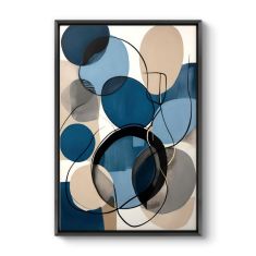 Πίνακας σε καμβά "Blue and Beige Abstract" Megapap ψηφιακής εκτύπωσης με κορνίζα χρώμα μαύρο 70x100x3εκ. |  Πίνακες στο espiti