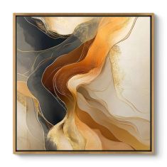 Πίνακας σε καμβά "Sand and Wind Abstract" Megapap ψηφιακής εκτύπωσης με κορνίζα χρώμα χρυσό 100x100x3εκ. |  Πίνακες στο espiti