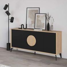 Μπουφές Gora Megapap χρώμα sapphire oak - silky black 180x40x82εκ. |  Μπουφέδες στο espiti