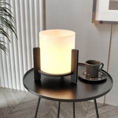 Φωτιστικό επιτραπέζιο Pine Megapap E27 Mdf - ύφασμα Pvc χρώμα μαύρο - κρεμ Ø20x20εκ. |  Επιτραπέζια στο espiti