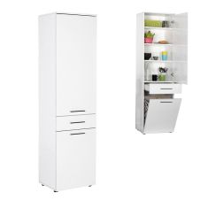 Ντουλάπι με καλάθι απλύτων Diamond Megapap χρώμα λευκό gloss 52x38x187εκ. |  Σετ Μπάνιου στο espiti