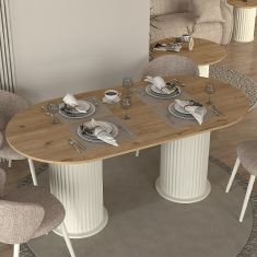 Τραπέζι Bohema Megapap χρώμα ivory - sepet oak 180x90x77,7εκ. |  Τραπέζια στο espiti